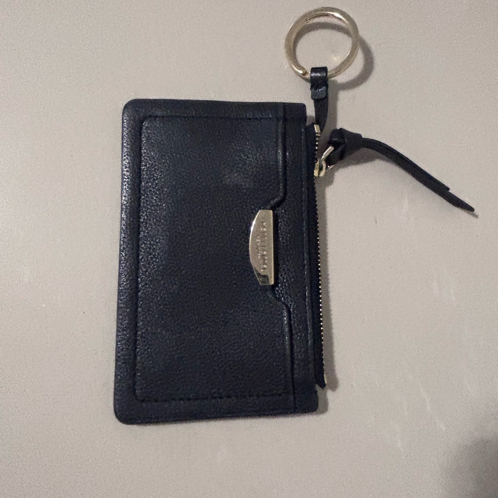 Henri Bendel Black Leather Keychain Wallet